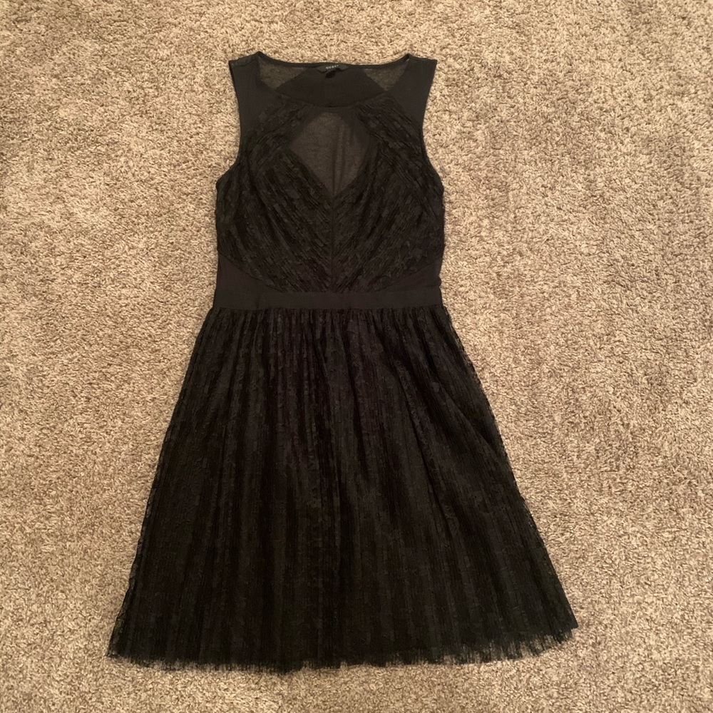 GUESS Lace and Sheer Black Dress